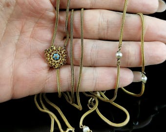 Collier Vintage Art Déco Années 1930 - Ambre Naturel Et Argent - Pièce Unique Occasion