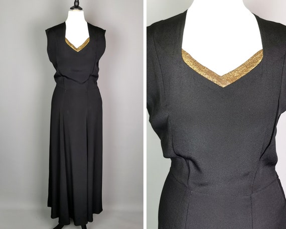Vintage 1930's bombshell dress, Rayon crepe, gold… - image 1