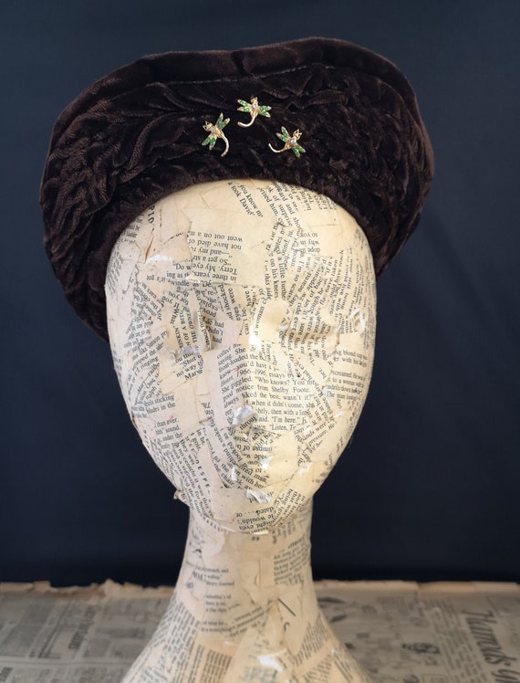 Vintage velvet headband, 30s, dragonfly, French ho