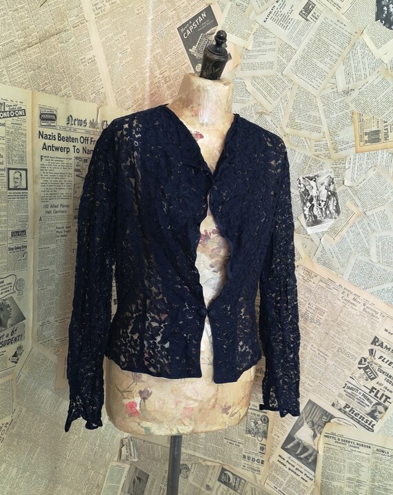 Vintage 1930's navy lace jacket