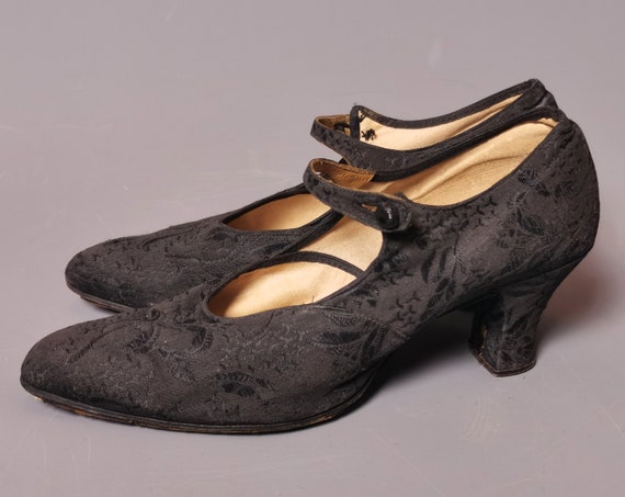 Scarpe in raso goffrata vintage degli anni 20 tacco Louis Etsy