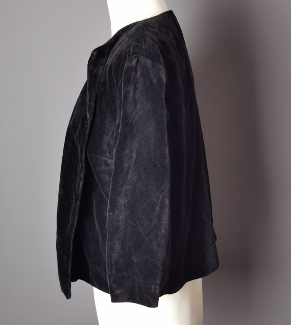 Vintage 50s cropped velvet blazer, jacket - image 3