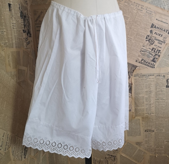 Antique Victorian cotton bloomers, knickers, brode