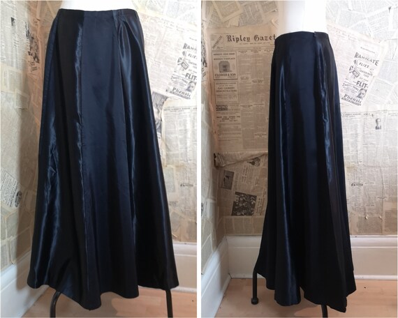 Vintage 1930s long black satin and rayon panel ski