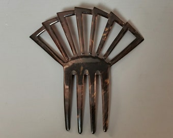 Vintage Art Deco mantilla comb, faux tortoiseshell hair comb, celluloid