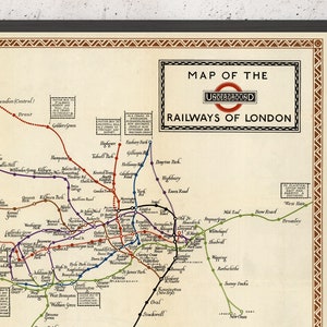 Old London Underground Tube Map 1923 - Oxford Circus, Piccadilly, Central Line - Art Deco Framed Unframed Gift