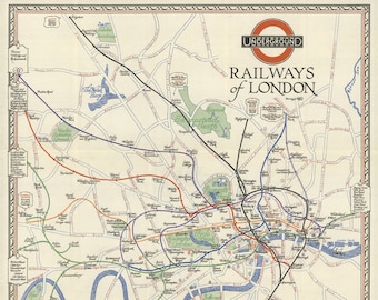 Rare Old London Underground Tube Map 1928 - Covent Garden, Piccadilly, Central, District, Hyde Park - Personalised Framed, Unframed Gift