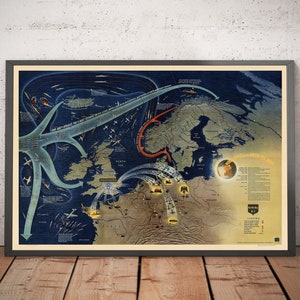 NavWarMap No. 3 - Carte de la Seconde Guerre mondiale, 1944 - Front occidental, Allies vs. Nazi - Carte éducative et de propagande de l'US Navy - encadrée, non encadrée