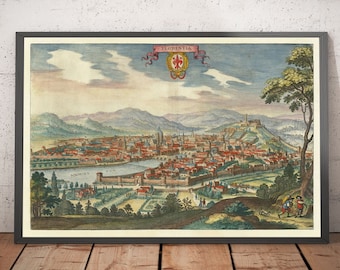 アンティーク 1970 年イタリア フィレンツェの絵地図 Aziendo Autonoma