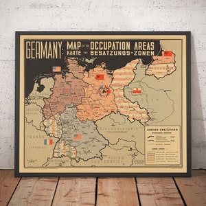 Nazi Germany World War 2 Map Post War Potsdam Chart Communist East & Allied West Berlin Occupation Framed or Unframed image 1