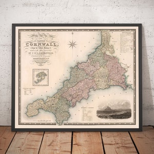 Alte Karte von Greenwood & Scilly, 1829 von Greenwood & Co. - Penzance, St Ives, Plymouth, Lands End, Padstow - Geschenk mit oder ohne Rahmen