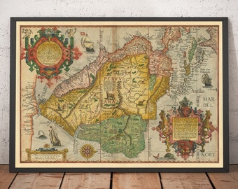 アンティークスタイルの世界地図プリント：1904年 二半球地球儀 - Etsy