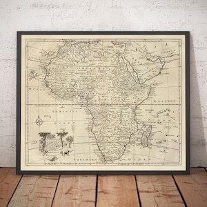 Old Map of Africa, 1747 by Bowen - Pre-Colonial - Slave Trade, Negroland, Ethiopia, Barbary, Nubia, Ivory Coast - Framed, Unframed Gift