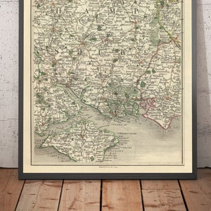 Old Map of Hampshire & Isle of Wight in 1794 by John Cary - Portsmouth, Southampton, Chichester, Havant - Framed, Unframed