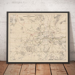Mappa della vecchia linea ferroviaria di Londra, 1899 - Tabella del Railway Clearing House - Piccadilly antica, Circle, District, metropolitana - Regalo con cornice e senza cornice
