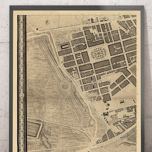 Old Map of London by John Rocque 1746, A2 - Mayfair, Hyde Park, Knightsbridge, Piccadilly Grosvenor Square, Oxford St - Framed Unframed Gift