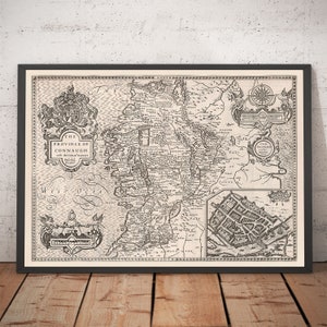 Alte Karte von Connacht, Irland 1611 von John Speed - Galway, Sligo, Mayo, Leitrim, Clare - Monochrom gerahmt oder ungerahmt