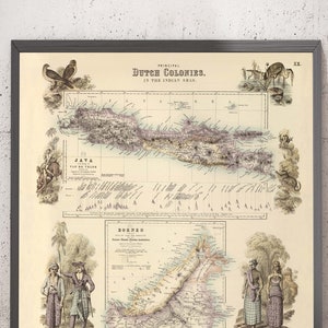 Old Map of the Dutch East Indies in 1872 by Fullarton - Borneo, Java, Indonesia, Colonialism, Indian Ocean - Framed, Unframed Gift
