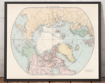 スタンフォードによる 1904 年の古い北極地図 - 北極圏、氷冠、海洋の