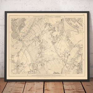 Old Map of South London in 1862 - Dulwich, Peckham Rye, Herne Hill, Forest Hill - SE24, SE22, SE21, SE23 - Framed or Unframed Gift