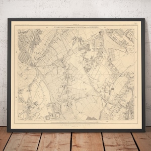 Alte Karte von Süd-London - Dulwich, Peckham Rye, Herne Hill, Forest Hill - SE24, SE22, SE21, SE23 - Geschenk mit oder ohne Rahmen