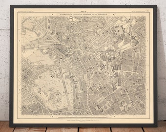 Old Map of North London in 1862 - Camden, Regents Park, Primrose Hill, Kentish Town, Kings Cross - NW1, N1C, N7, NW5, NW3, NW8 - Framed Gift