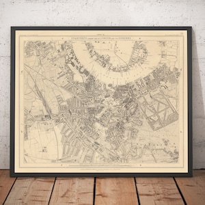 Alte Karte von Süd-London 1862 - Greenwich, Deptford, New Cross, Telegraph Hill, Black Heath - SE8, SE14, SE10, SE4 SE13 - Geschenk gerahmt, ungerahmt