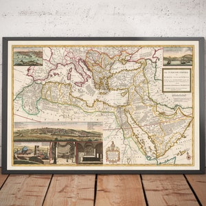 Mapa antigo do Império Otomano, 1714 por Moll - Império Turco - Sul da Europa, Norte da África, Balcãs, Oriente Médio - Emoldurado, Sem moldura,