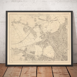 Mapa antiguo del oeste de Londres, 1862: St. John's Wood, Kilburn, Kensal Green, Finchley, Willesden - NW6, NW8, NW2, W9, W10, NW10 - Regalo enmarcado