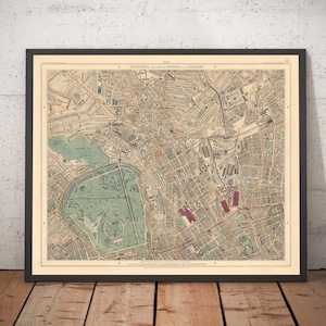 Mapa antiguo del norte de Londres, 1862: Camden, Regents Park, Primrose Hill, Kentish Town, Kings Cross - NW1 N1C N7 NW5 NW3 NW8 - Regalo enmarcado a color