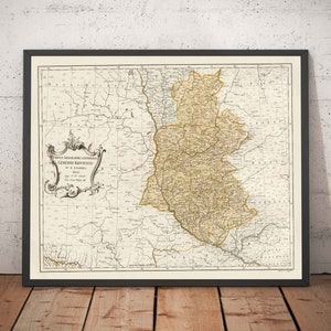 Old Map of Ukraine, 1770 - Kiev Governate, Russian Empire - Kremenchuk, Poltava, Cherkasy, Chernihiv, Cities, War - Framed, Unframed