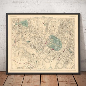 Old Map of South East London, 1891 - Norwood, Crystal Palace, Penge, Sydenham - SE27, SE19, SE20, SE26 - Colour Framed, Unframed Gift