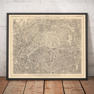 Old Map of East London, 1862 - Hoxton, Haggerston, Dalston, Hackney, Bethnal Green - N1, N5, E8, E2, EC1  - Framed, Unframed Gift