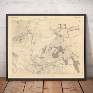 Old Map of South East London, 1862 - Bromley, Beckenham, Sydenham, Southend, Downham - SE26, SE6, BR1, BR2 - Framed Unframed Gift
