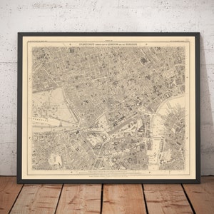 Old Map of Central London, 1862 - Mayfair, Oxford Street, Westminster, Knightsbridge, Waterloo - W1, WC1, WC2, SW1, W2 - Framed Gift