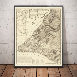 Alte Karte von New York 1775 - Seltene Amerikanische Unabhängigkeitskrieg Wandkunst - Greenwich,Columbiane, Manhattan - Britischer Militärplan - Gerahmt, ungerahmt