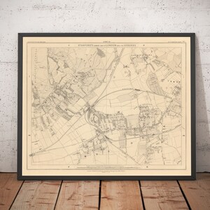 Mapa antiguo del suroeste de Londres, 1862: Wimbledon, Merton, Summerstown - SW19, SW17 SW20 - Regalo con o sin marco