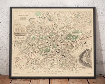 Vintage Map of Edinburgh From 1836 Photo Print Poster Gift Scotland