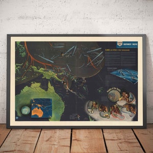 Old World War 2 Map: South West Pacific 1944 - Australia, New Guinea, Indonesia Philippines Islands - NavWarMap No. 5 - Framed Unframed Gift