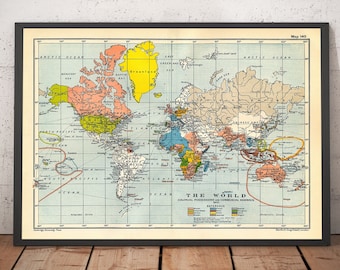 ケンブリッジ ヴィンテージ 絵地図 地図 ポスター ケンブリッジ出版による1912年の古い植民地世界地図 - イギリス