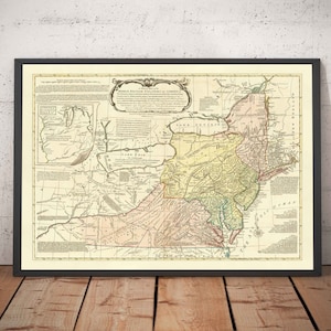 Old Map of British Colonies in America 1755 by Evans & Bowles - European and Native Settlements, Pre-Independence USA - Framed Unframed Gift