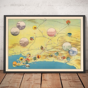 Japan's Occupation of China's Manchurian Coast, 1938 - Old Pictorial Map of Northeast China - Framed, Unframed