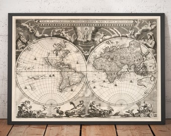 Carte de l'Atlas du Vieux Monde, 1662 par Joan Blaeu - Carte monochrome rare - Avec ou sans cadre