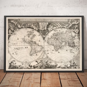 Old World Atlas Map, 1662 by Joan Blaeu - Rare Monochrome Chart - Framed or Unframed