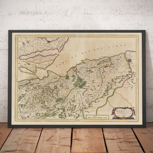 Alte Karte von Inverness, Highlands und Moray um 1654 von Joan Blaeu, Timothy Punta - Moy, Elgin, Loch Ness - Gerahmt oder ungerahmt