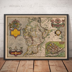 Old Map of Connacht, Ireland 1611 by John Speed - Galway, Sligo, Mayo, Leitrim, Clare, Roscommon, Connaught - Framed or Unframed