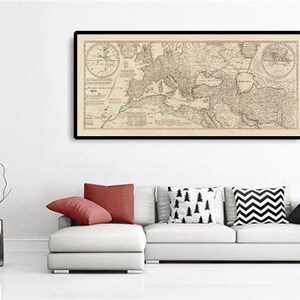 Alte römische Weltkarte aus dem Jahr 400 n.Chr. - Riesengroße seltene Vintage Karte von Byzanz - Großes Einweihungsgeschenk Geburtstagsgeschenk - gerahmt oder ungerahmt