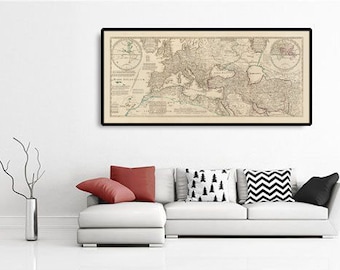 Old Roman Empire World Map From 400 AD - Giant Huge Rare Vintage Map of Byzantine - Large Housewarming Birthday Gift - Framed or Unframed