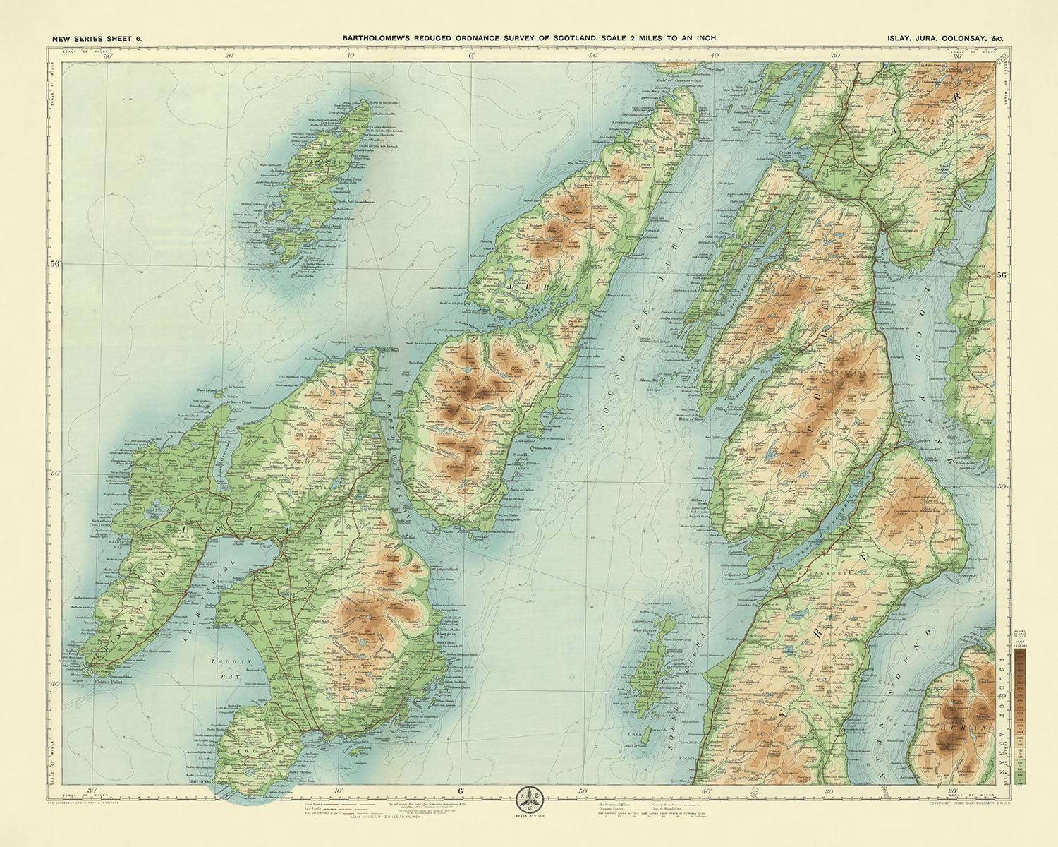 Old OS Map of Islay, Jura & Colonsay, 1901: Bowmore, Paps of Jura ...