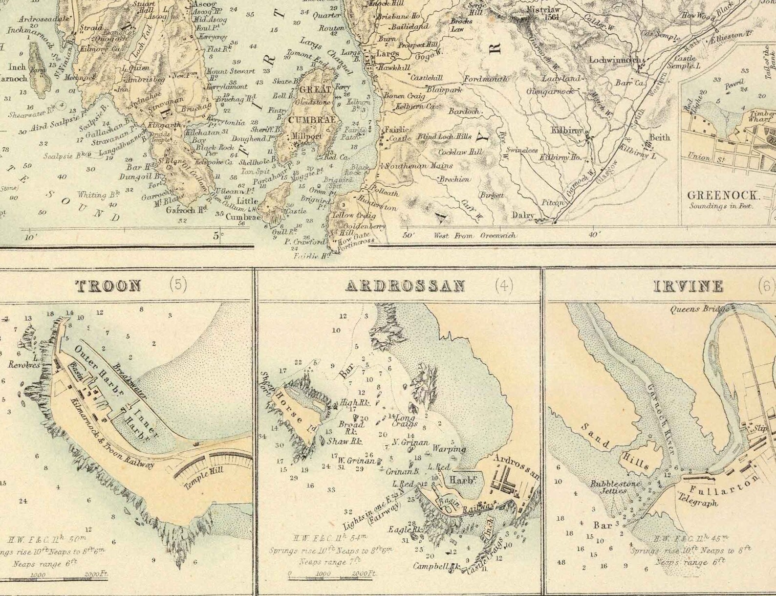 Old Map of the Ports & Harbours of the West Coast of Scotland, 1872 ...
